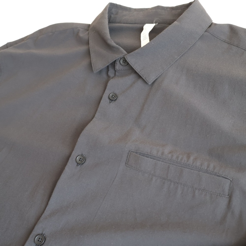 Lululemon Mens XXL Commission Long Sleeve Button Down Shirt Black Technical